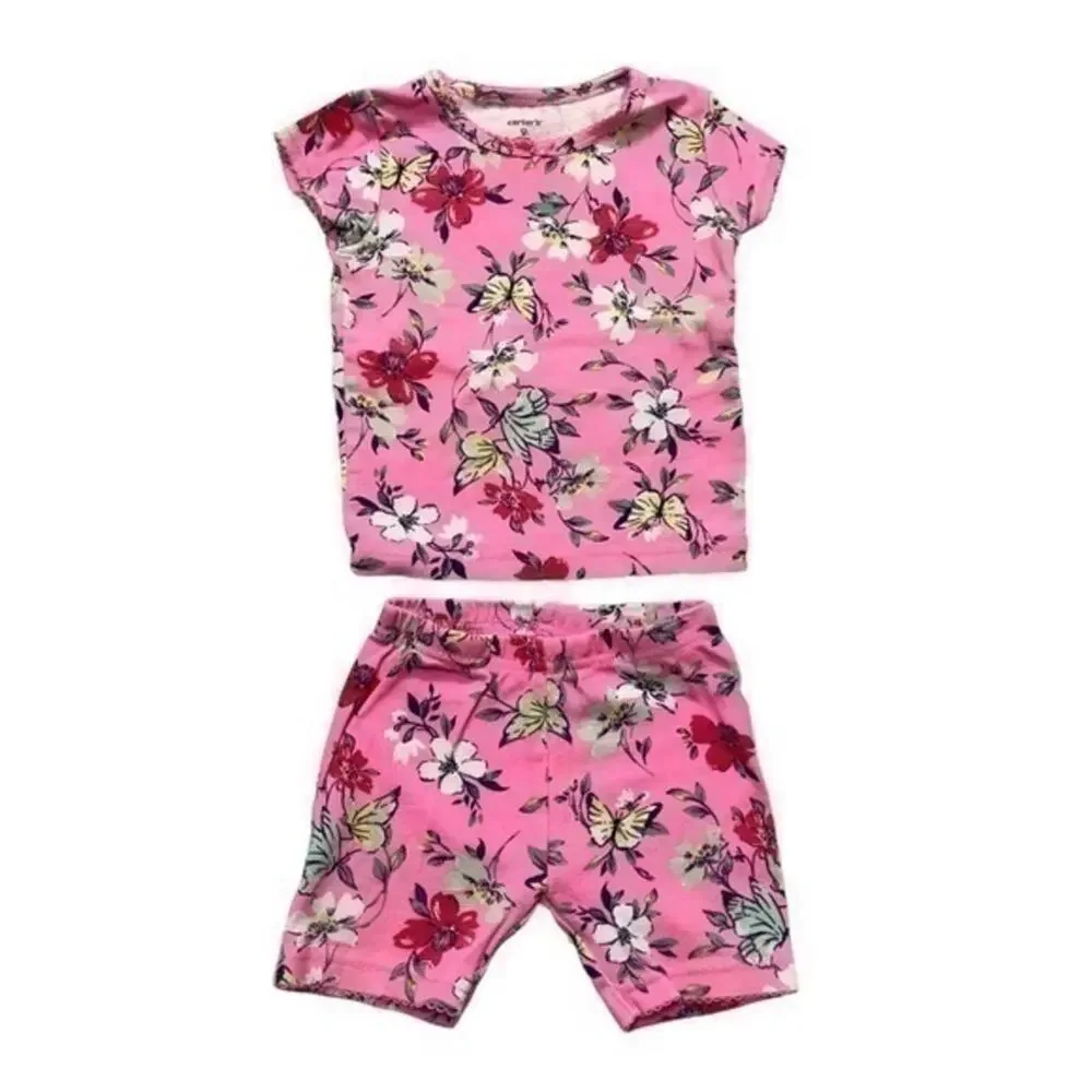 Carter’s 2 Piece Pajama Set Short Sleeve Top and Shorts Size 6 Months tropical